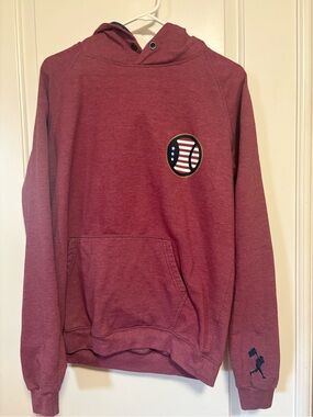 ⚾️⚾️ Baseballism- Men's Maroon Hoodie “Seam to Shining Seam” with Flag Patch 🇺🇸